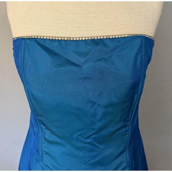 VTG Jessica Mcclintock Dress Sz 7 Formal Gunne Sax Blue Glitter Boning READ - Picture 2 of 16